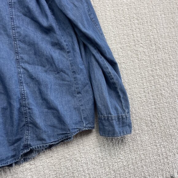 Blue Crush Lumberjack Camp Denim Snap Button Up Shirt Wom Sz XL Western Cowboy - Picture 10 of 11